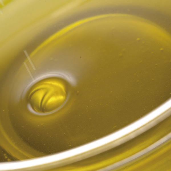 Olive oil dressing cold smoked with pinecones